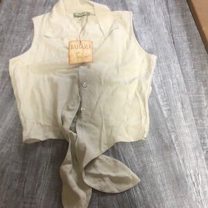 Tommy Bahama Tan Collared Blouse
